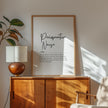 Modern typography print featuring 'Perioperative Nurse' in elegant black script with a thoughtful definition in serif font against a clean white background, perfect for professional healthcare settings.