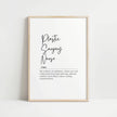 Black and white minimalist typography print featuring 'Plastic Surgery Nurse' in elegant script, with an inspirational definition in serif font against a clean white background.