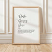 Black and white minimalist typography print featuring 'Plastic Surgery Nurse' in elegant script, with an inspirational definition in serif font against a clean white background.