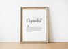 Modern typographic art featuring 'Psychiatrist' in bold serif font against a white background, with an inspirational definition in light sans-serif text, framed in natural wood.