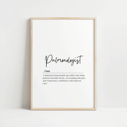 Elegant minimalist pulmonologist wall art featuring lung health specialist symbolism with clean typography and professional medical design for healthcare office environments.