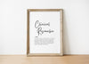 Modern typography print featuring 'Clinical Researcher' in elegant black script against crisp white background with professional definition text in serif font below