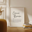 Modern typography print featuring 'Clinical Researcher' in elegant black script against crisp white background with professional definition text in serif font below