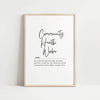 Elegant black script typography displaying 'Community Health Worker' definition against clean white background, paired with professional serif font text describing their role as trusted health guides and educators.