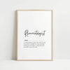 Elegant calligraphy definition of rheumatologist on minimalist background, showcasing compassionate healthcare profession focused on autoimmune disorders and pain relief.
