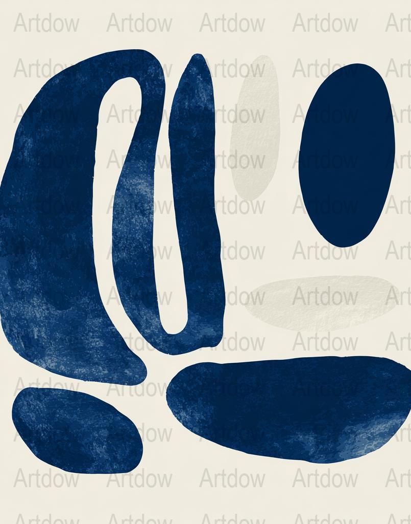 Abstract Blue Brush Strokes Art Print, Modern Navy Wall Decor, Minimalist Artwork, Contemporary Office Art, Large Canvas Print