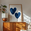 Modern Blue Heart Art Print, Minimalist Love Poster, Large Wall Decor, Romantic Bedroom Artwork, Gift Idea