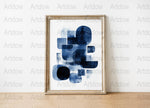 Abstract Blue Art Print, Modern Navy Watercolor Painting, Minimalist Wall Decor, Framed Artwork for Living Room