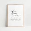 Elegant black typographic print with 'Infectious Disease Specialist' in script font against white background, featuring inspirational quote about disease prevention, framed in thin wood for professional medical settings.