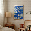 Abstract Blue Waves Art Print, Modern Nautical Decor, Ocean Wall Art, Living Room Bedroom Home Decor, Framed Coastal Artwork