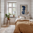 Modern Minimalist Bedroom Art Print, Blue Abstract Wall Decor, Scandinavian Inspired Home Design