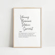 Modern typography definition print featuring 'Veterinary Behavioral Medicine Specialist' in elegant script above serif text, set in classic black on white with minimalist design perfect for professional clinic spaces