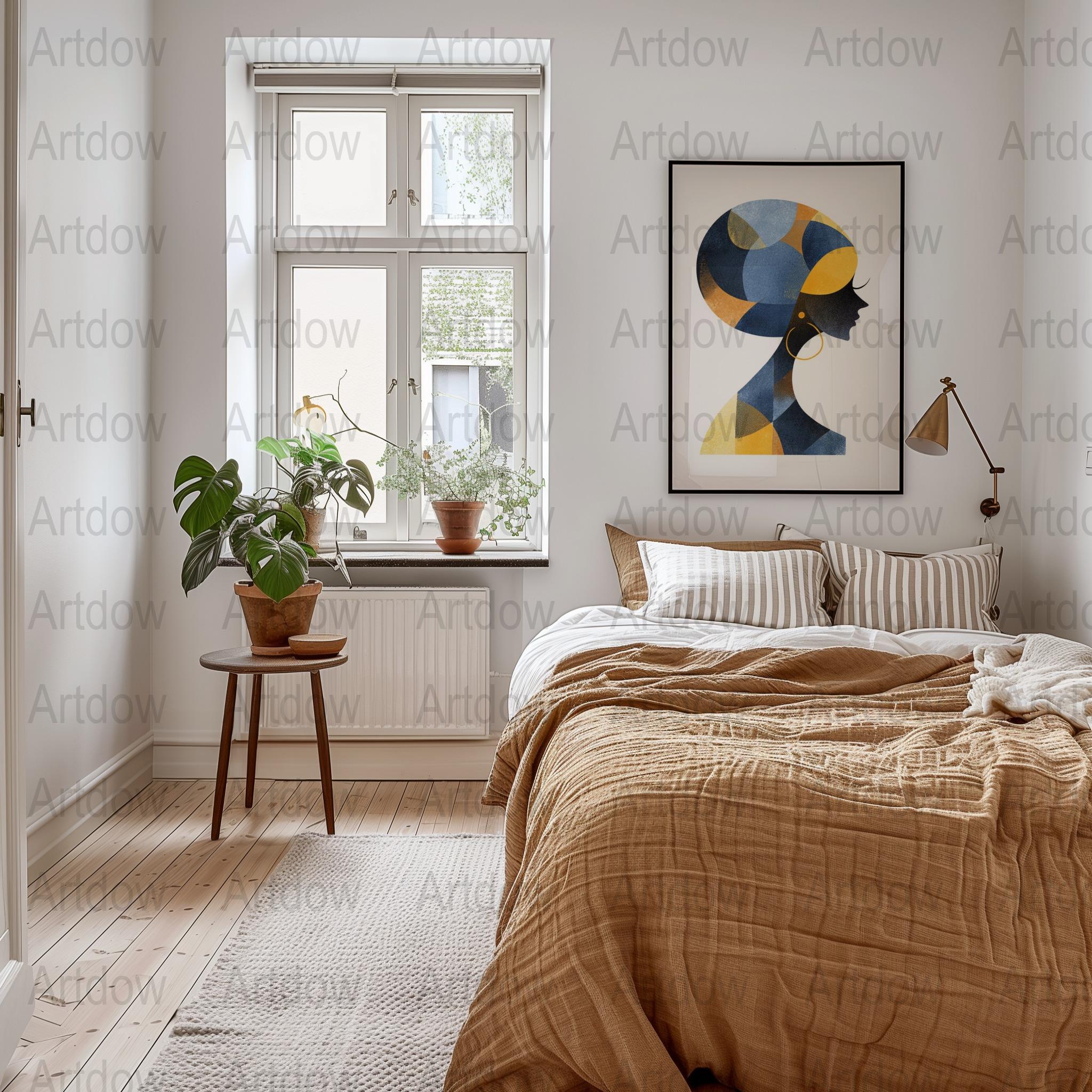 Abstract Blue Art Poster, Scandinavian Bedroom Wall Decor, Modern Home Interior Design, Minimalist Room Print, Stylish Apartment Artwork